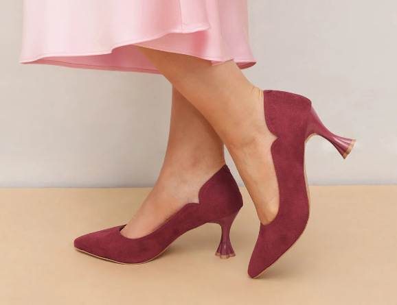Pointed Toe Sculpted Pumps – Red