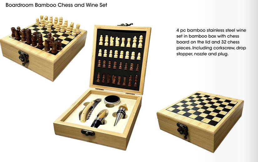 bamboo wine chess set boardroom