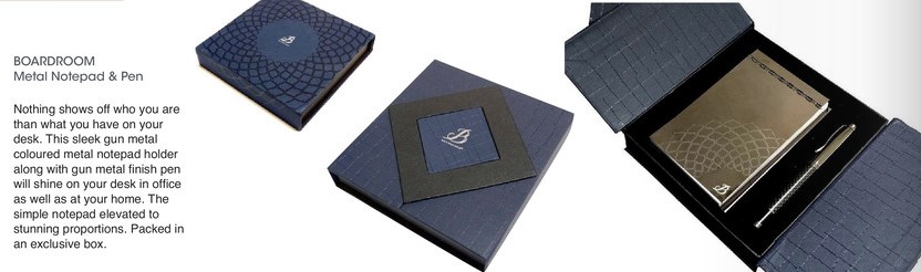 boardroom metal notepad and pen